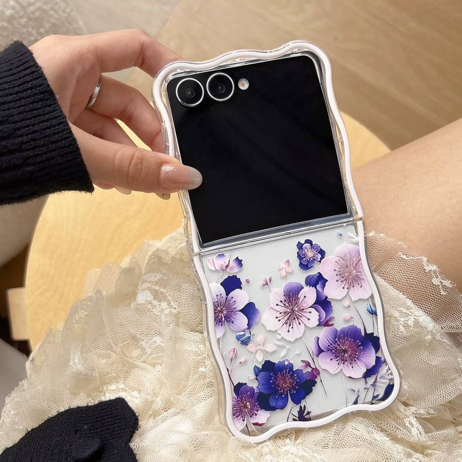 Stoßfeste Samsung Galaxy Z Flip Handyhülle mit Ölgemälde-Blumenmuster und Lanyard in Multicolour - Bild 3