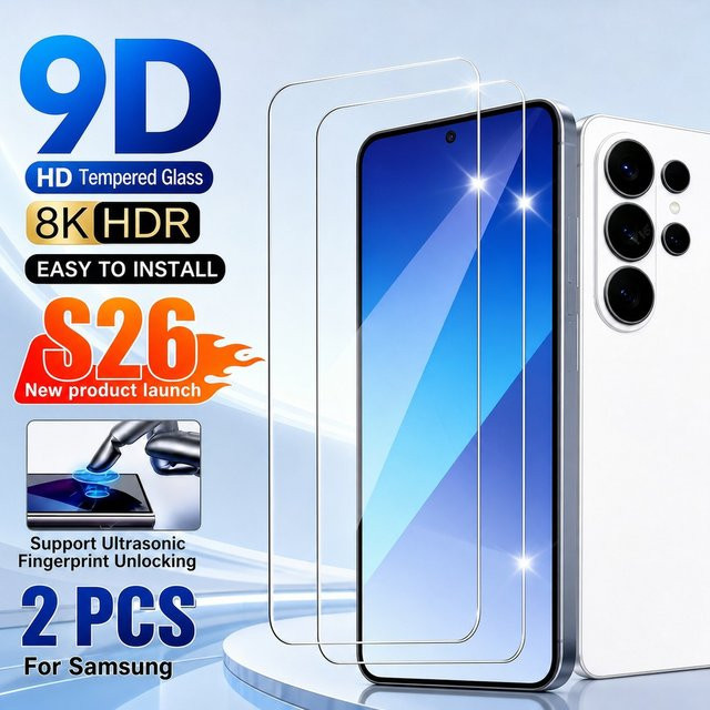 2er-Set Displayschutzfolie aus gehärtetem Glas für Samsung Galaxy S26 S25 S24 S23 S22 5G S21 5G S20 in Transparent - Bild 1