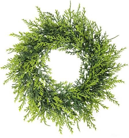 Künstlicher Weihnachts- und Winterkranz aus Kiefer und Zeder in Grün für Innen und Außen - Bild 1