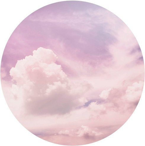 K&L Wall Art Runde Vliestapete Wolken Himmel Kinderzimmer Lila Mehrfarbig Matt B/H: 236 x 236 cm - Bild 1