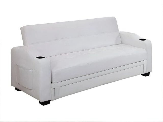 Vente-unique Schlafsofa Mirella in Weiß mit Kunstlederbezug, Breite: 197 cm - Bild 1