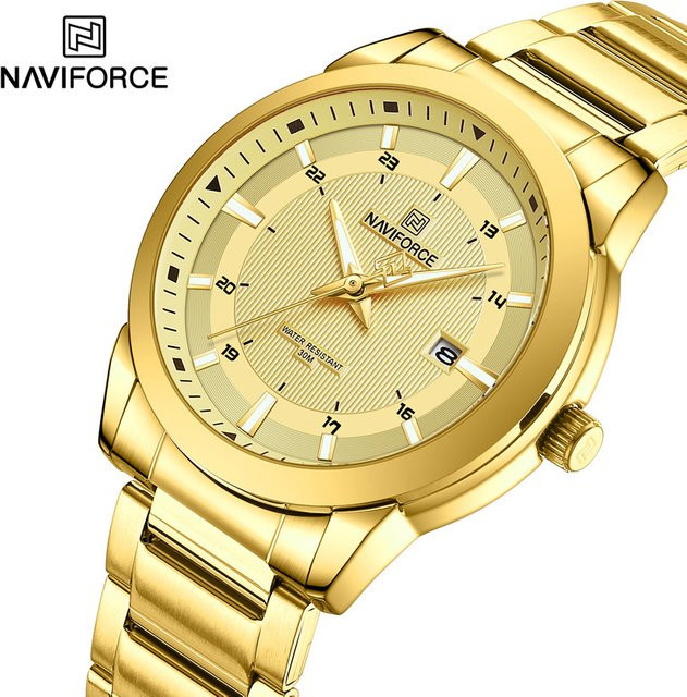 NAVIFORCE Armbanduhr, Quarz, Edelstahl, Gold, Herren - Bild 1