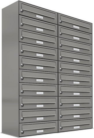 AL Briefkasten-System für 20 Parteien zur Aufputzmontage, grau, B/H/T: 153,22 x 115,0 x 27,5 cm - Bild 1