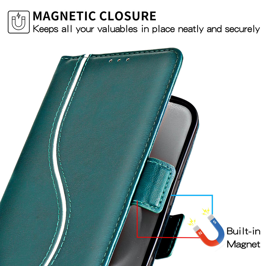 HKNR Leder Telefon Brieftasche als Flip-Cover für iPhone mit Kartenfach und Standfunktion in Blau - Bild 2