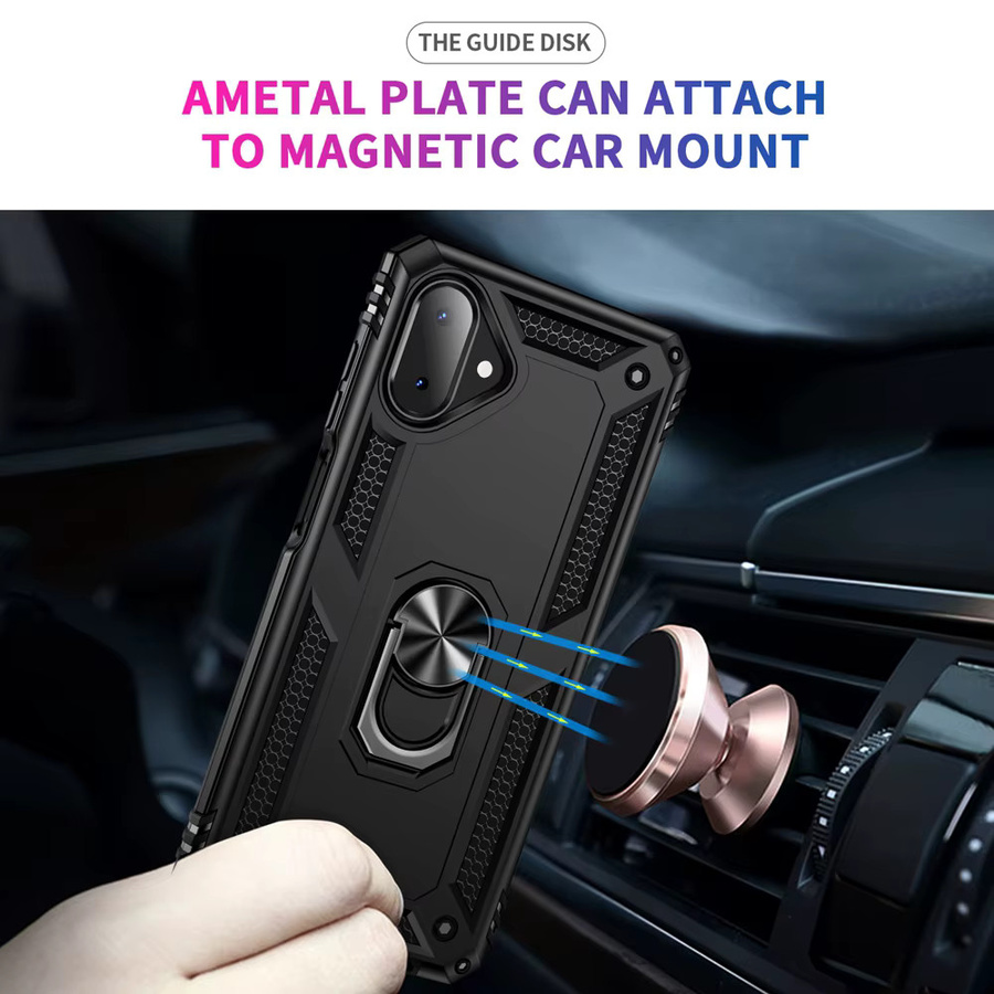 Stoßfeste Schutzhülle für Samsung Galaxy A16 A17 A06 A07 A37 A56 A57 4G 5G mit Metallring-Halter und Standfunktion in Schwarz - Bild 4