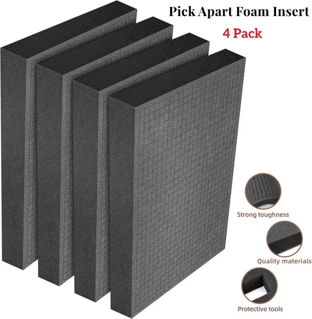 4er-Pack Hochdichte Schaumstoffeinlagen Schwarz zum Selberformen für Werkzeugkästen und Aufbewahrungsschubladen, B/T/H: 40 x 30 x 5 cm - Bild 1