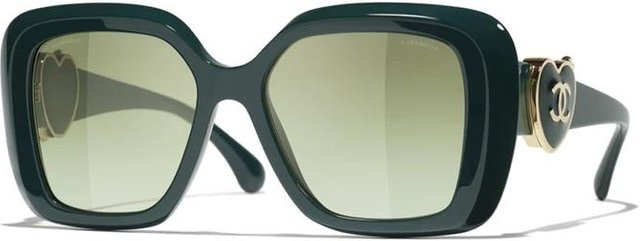 CHANEL Sonnenbrille, quadratisch, Acetat, Vollrand, Unisex, grün - Bild 1