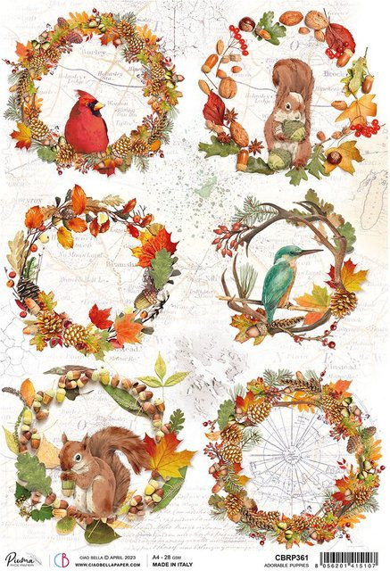 Ciao Bella Motiv-Strohseide Herbst-Komposition in Braun und Multicolour, Format A4 - Bild 1
