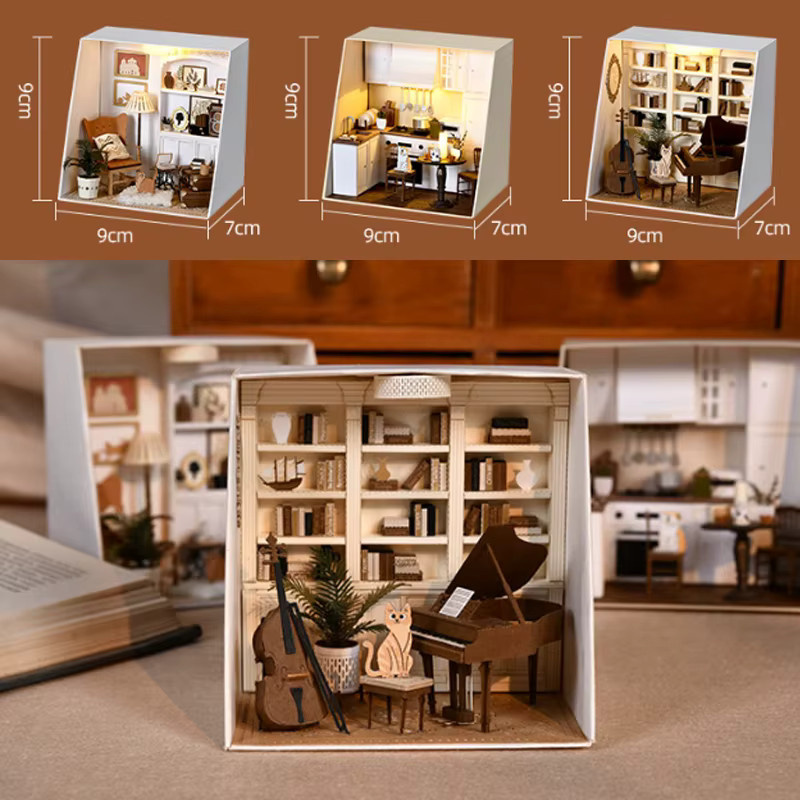 zuuton Holz Mini Puppe Haus DIY Kit, mit LED, Set / Bundle - Bild 6