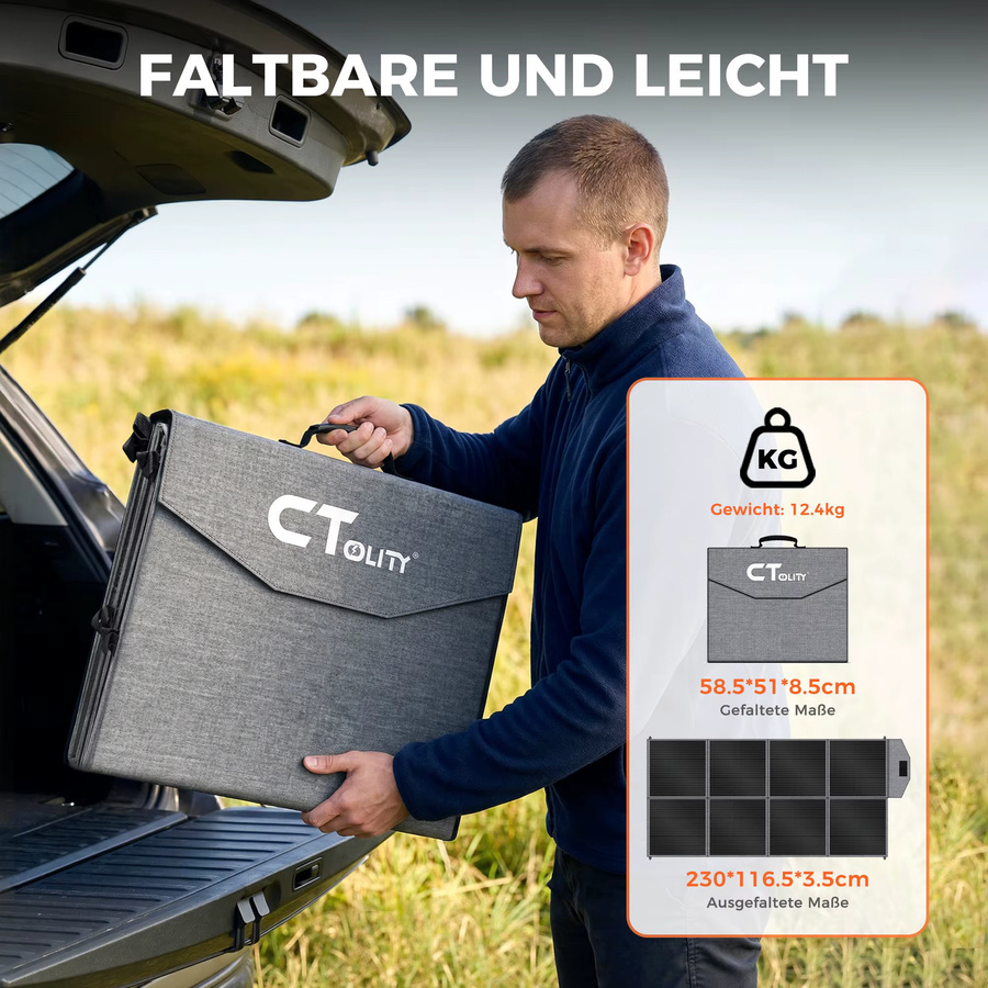 CTOLITY 400W ETFE Solarpanel SP400 faltbares tragbares Solarladegerät mit 23% Wirkungsgrad für Solargeneratoren, Camping und Wohnmobile - Bild 2