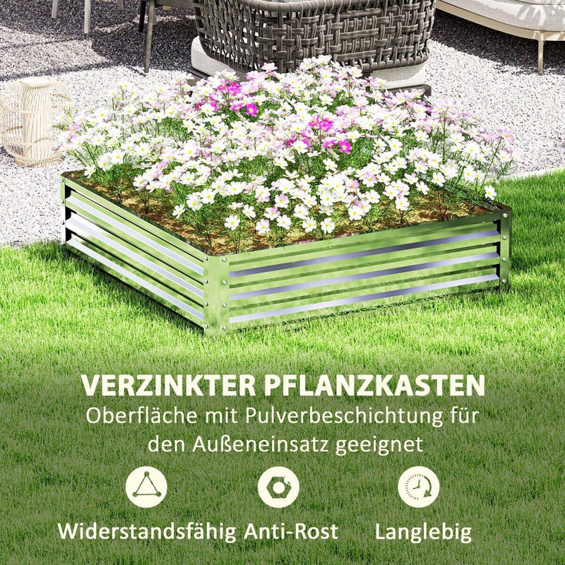 Outsunny Hochbeet aus verzinktem Stahl in Silber, B/H/L: 120 x 30 x 120 cm - Bild 7