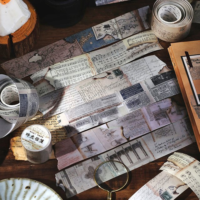6 Bände Vintage-Papier für DIY-Scrapbook und Dekoration in Grau - Bild 1