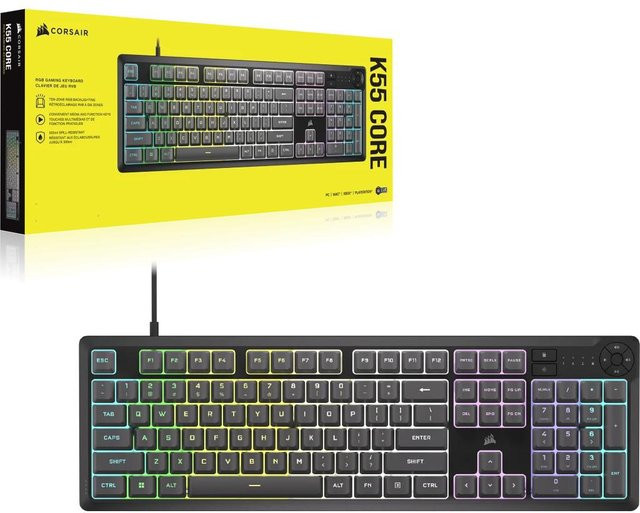 Corsair K55 CORE RGB Gaming-Tastatur mit Membran-Technologie in Grau/Schwarz und QWERTZ-Layout - Bild 1