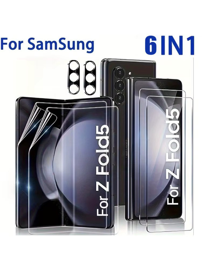 Vieruodis 6-in-1 Schutzset für Samsung Galaxy Z Fold 7 6 5 4 3 mit Hydrogelfolie und gehärtetem Glas für Vorderseite und Kameraobjektiv, transparent - Bild 4