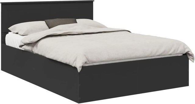 vidaXL Bettrahmen mit Kopfteil in Schwarz, modern, aus Holzwerkstoff, B/T/H: 153 x 153 x 90 cm (passend für Matratzen 140–160 x 200 cm) - Bild 1
