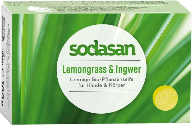 Sodasan Pflanzenölseife Cream Lemongrass & Ingwer, 100 g, Unisex - Bild 1