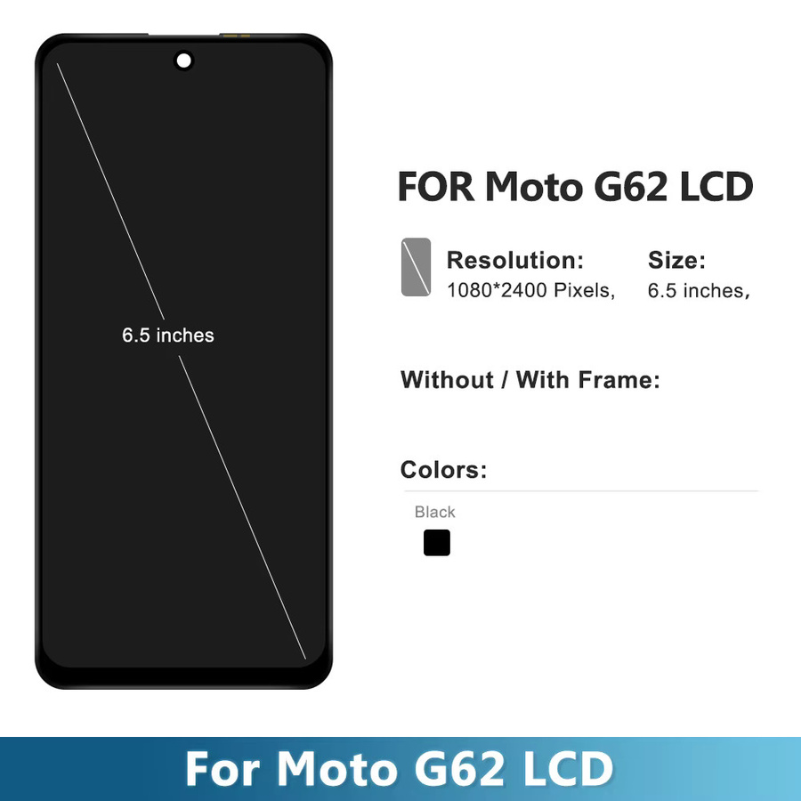Motorola Moto G62 5G LCD Display mit Touch Screen Sensor und Rahmen in Schwarz, 6.5 Zoll - Bild 2