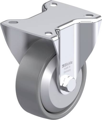 Blickle Stahlblech-Bockrolle BK-PO 100KA-1-ELS-FA in Grau mit 100 mm Rad-Durchmesser und 280 kg Tragfähigkeit - Bild 1
