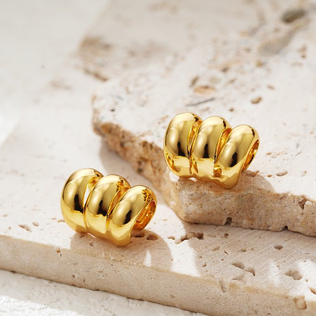amofa Clip-Ohrring Edelstahl, Gold, Damen - Bild 1