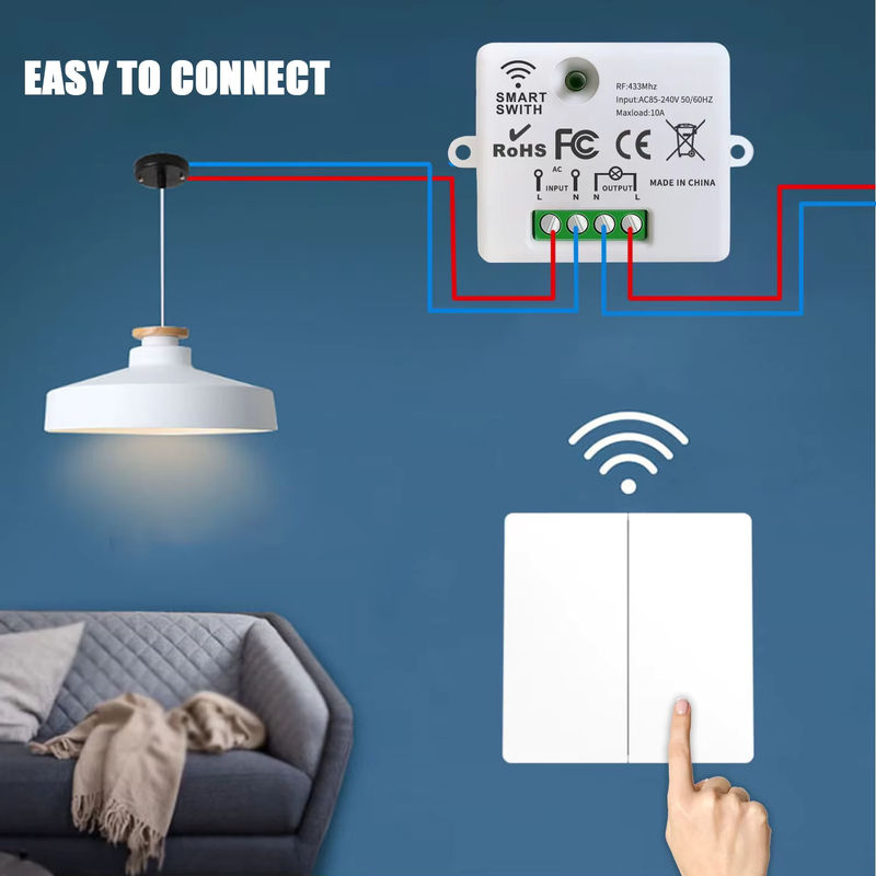 Tedeligo Kabellose Fernbedienung und Lichtschalter mit 433 MHz Mini-Relais, wasserdichter kinetischer Druckknopf-Wandschalter, 220 V, Farbe: Weiß - Bild 4