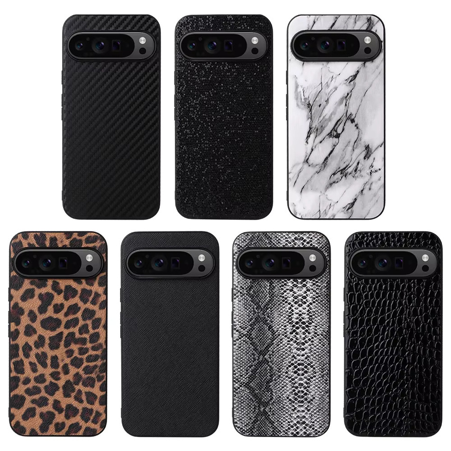 Google Pixel 10, 9 Pro XL, 8A, 6A, 7A Pro Schutzhülle aus weichem Silikon mit Leopard Krokodil Carbon Faser Muster in PU Leder Optik - Bild 2