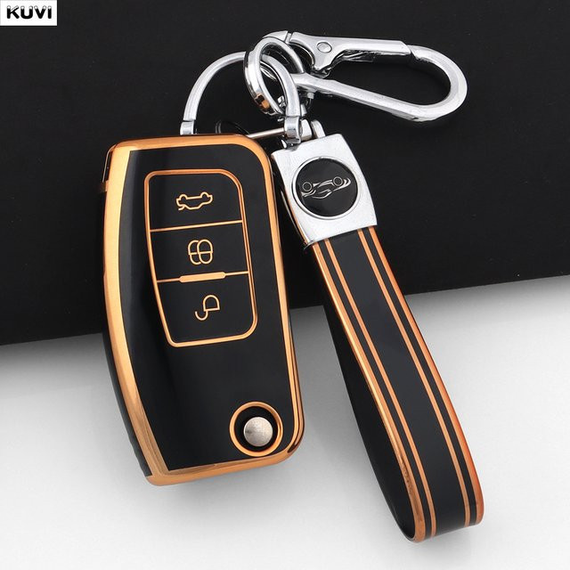 Schutzhülle für Ford Focus, Fiesta, Mondeo, Galaxy, Kuga und andere Modelle, TPU Schlüsselabdeckung in Schwarz von Kuvi - Bild 1