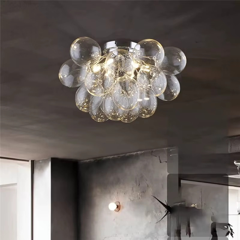 Brutto Grande Pendelleuchte LED mit Glasblasen-Design in Transparent und Silber für Wohnzimmer, Shop oder Lounge - Bild 1