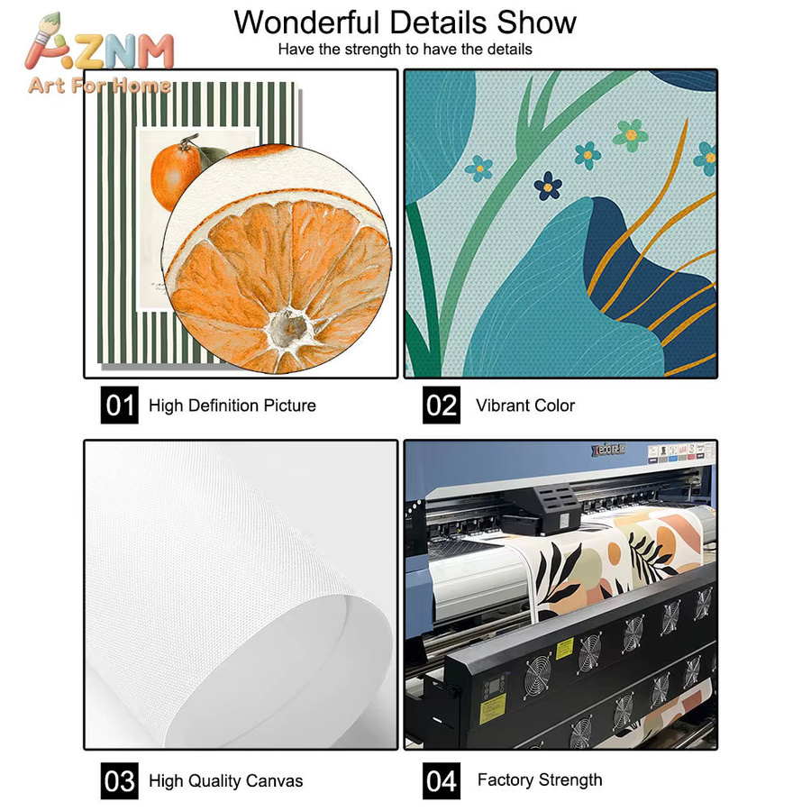 Kayou Vintage Botanischer Leinwanddruck mit Zitrus-Motiv in Orange und Grün, Ungerahmt Wandbild für Küche und Esszimmer - Bild 2