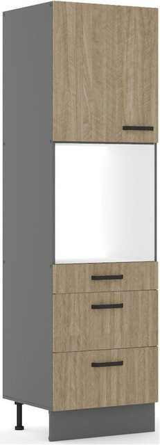 SCANDI Hochschrank Fischgrät mit 3 Schubkästen und offenem Fach, Breite: 60 cm - Bild 1