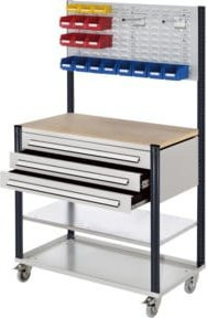Kappes Mobile Arbeitsstation mit 3 Schubladen und Schlitzplatte in Grau und Weiß, B: 100 cm - Bild 1