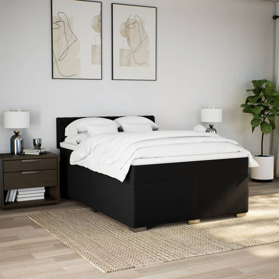 vidaXL Boxspringbett Hybrid mit Matratze und Taschenfederkern, Schwarz, B/T: 160 x 200 cm - Bild 4