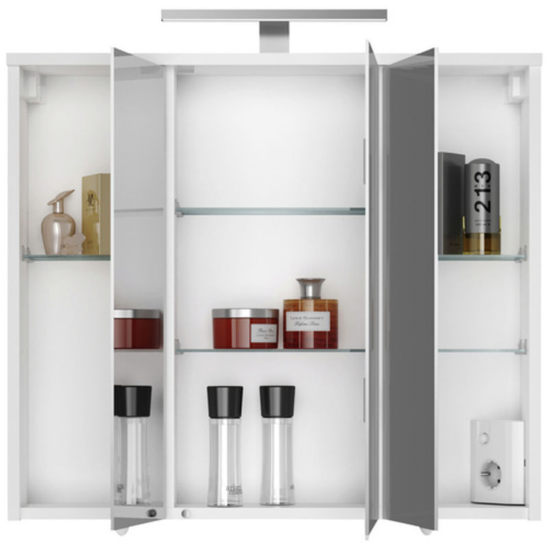 Jokey Spiegelschrank Arda mit LED-Beleuchtung und Sensor-Schalter, Weiß Hochglanz, B/H: 72,0 x 68,5 cm - Bild 2