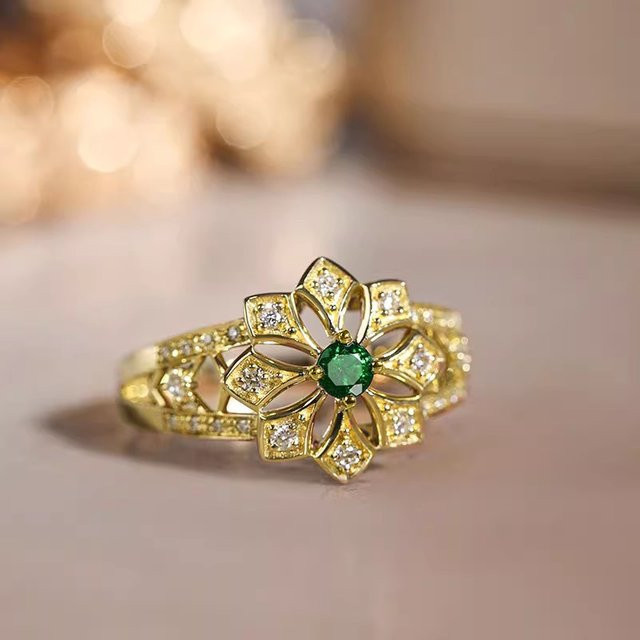 Huitan Blumenringe, Zirkonia, Gold, Damen - Bild 1