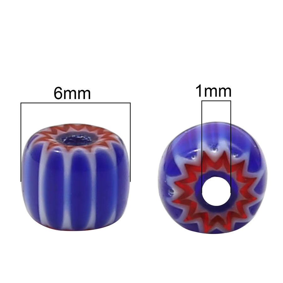 Halskette, Glas, nepalesische Kürbisperlen, handgemacht, gestreift - Bild 5