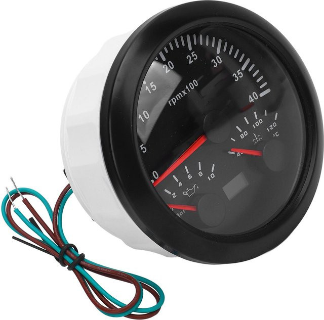 3-in-1 Elektrischer Drehzahlmesser mit Öldruck- und Wassertemperaturanzeige in Schwarz, 3 3/8 Zoll, 4000 U/min, 0 bis 10 bar, 40 bis 120 Grad Celsius, 7 Farben - Bild 1
