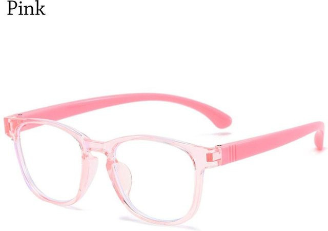 LYguoduan Kinderbrille, Vollrand, rechteckig, Silikon, Pink White - Bild 1