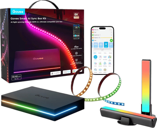 Govee Smart AI Sync Box Kit mit RGBWW LED Light Bars für TV Backlight in Schwarz - Bild 1