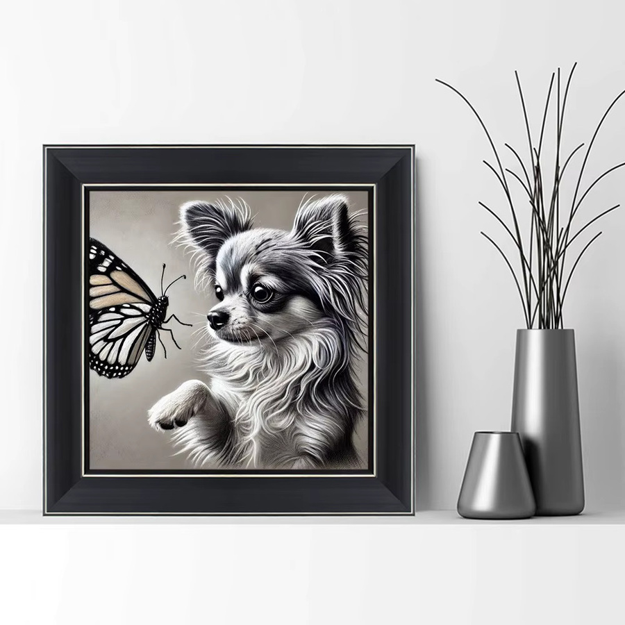 EverShine Diamantmalerei Schmetterling und Hund 5D Mosaik DIY Stickerei Set mit runden Steinen in Multicolour, B/H: 20 x 20 cm - Bild 3