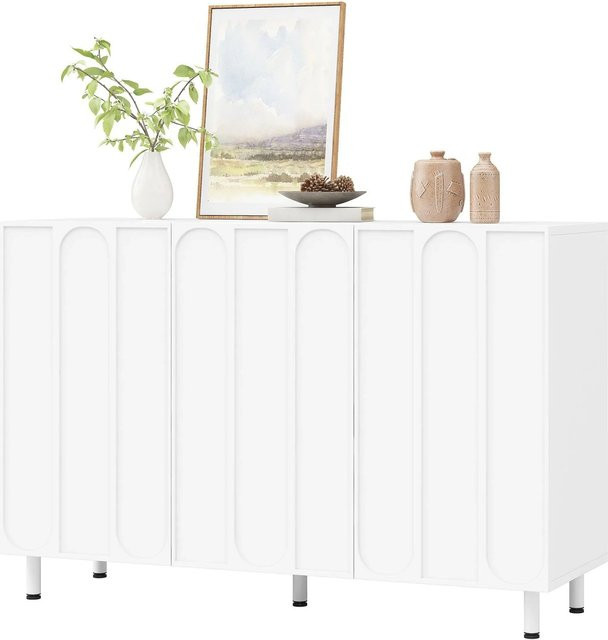 Merax Sideboard Schuhschrank 2 in 1 mit 3 Türen und verstellbaren Böden in Schwarz Matt - Bild 1