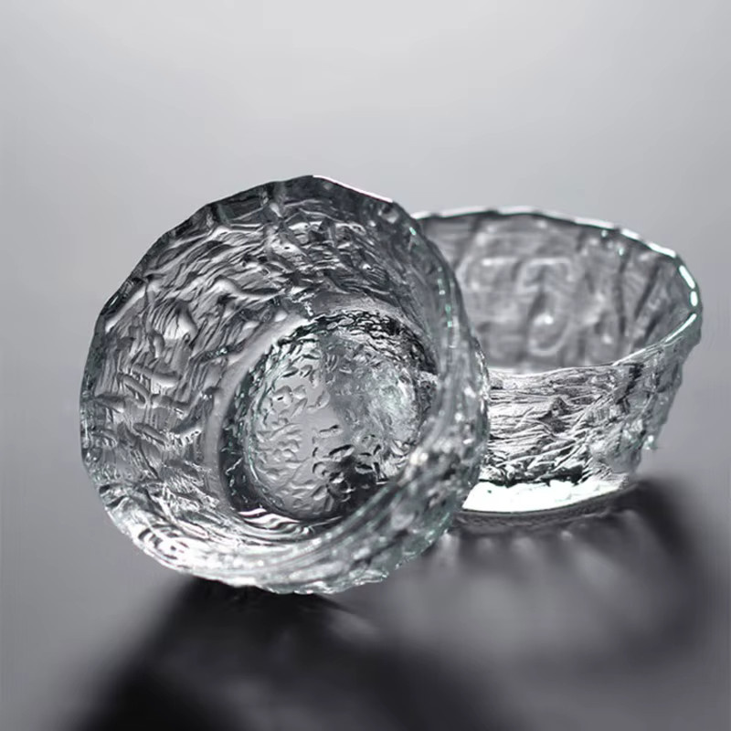Hitzebeständige Teeschale aus Glas mit geometrischem Hammer-Muster in Transparent - Bild 2