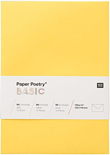 Rico Design Paper Poetry Kuvert Basic B6, 10 Stück, Gelb - Bild 1