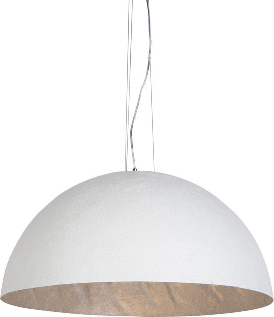 QAZQA Magna Moderne Hängelampe in Weiß und Silber aus Fiberglas, dimmbar, E27 - Bild 1