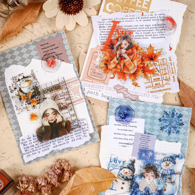 Mr. Paper Day Sweet Person Aufkleber Set mit Winterkleidung und Ahornblättern, 16 Blatt, Multicolor - Bild 1