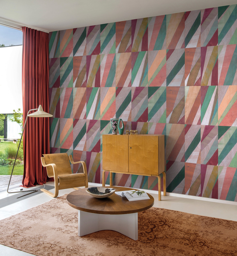 Omexco Tapete Charming JOY51 in Multicolour mit abstraktem Streifenmuster aus Vlies und recycelten Materialien - Bild 1