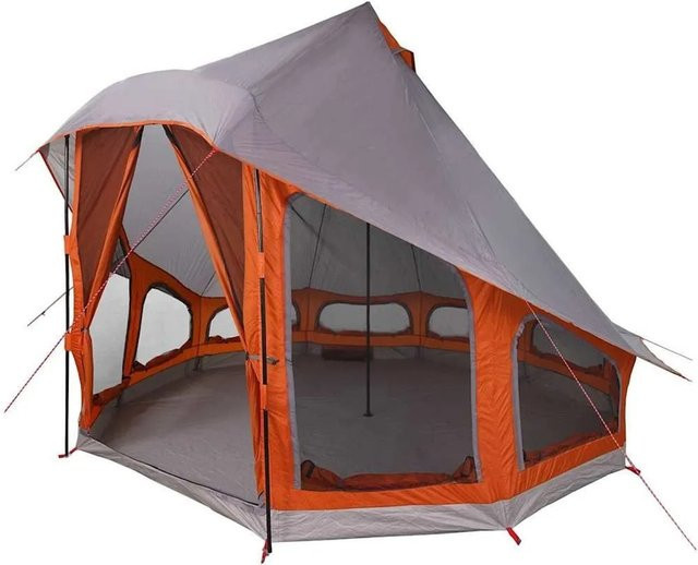 vidaXL Familien-Tipi-Zelt Grau und Orange B/T/H: 404 x 370 x 270 cm - Bild 1