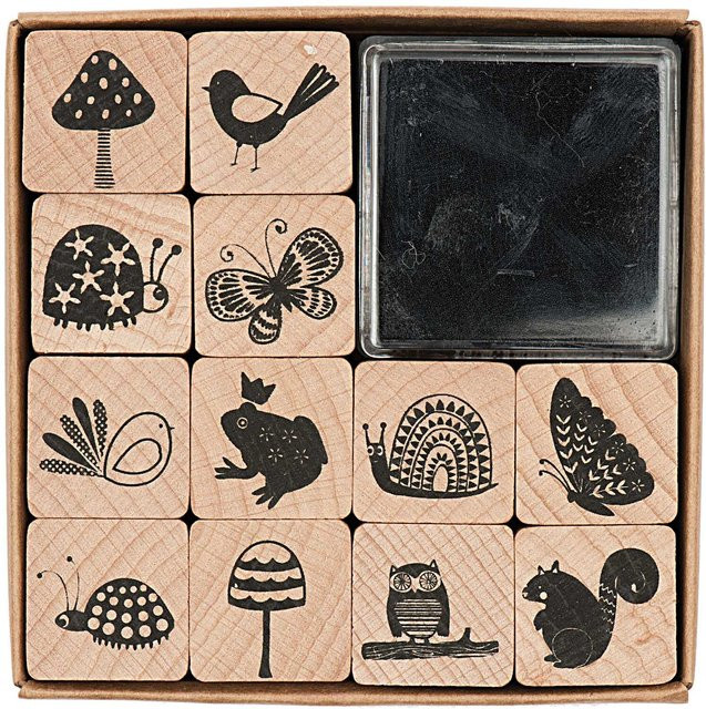 Rico Design Paper Poetry Stempelset im Wald, Farbe: Schwarz, Material: Holz, Größe: 2 x 2 cm - Bild 1