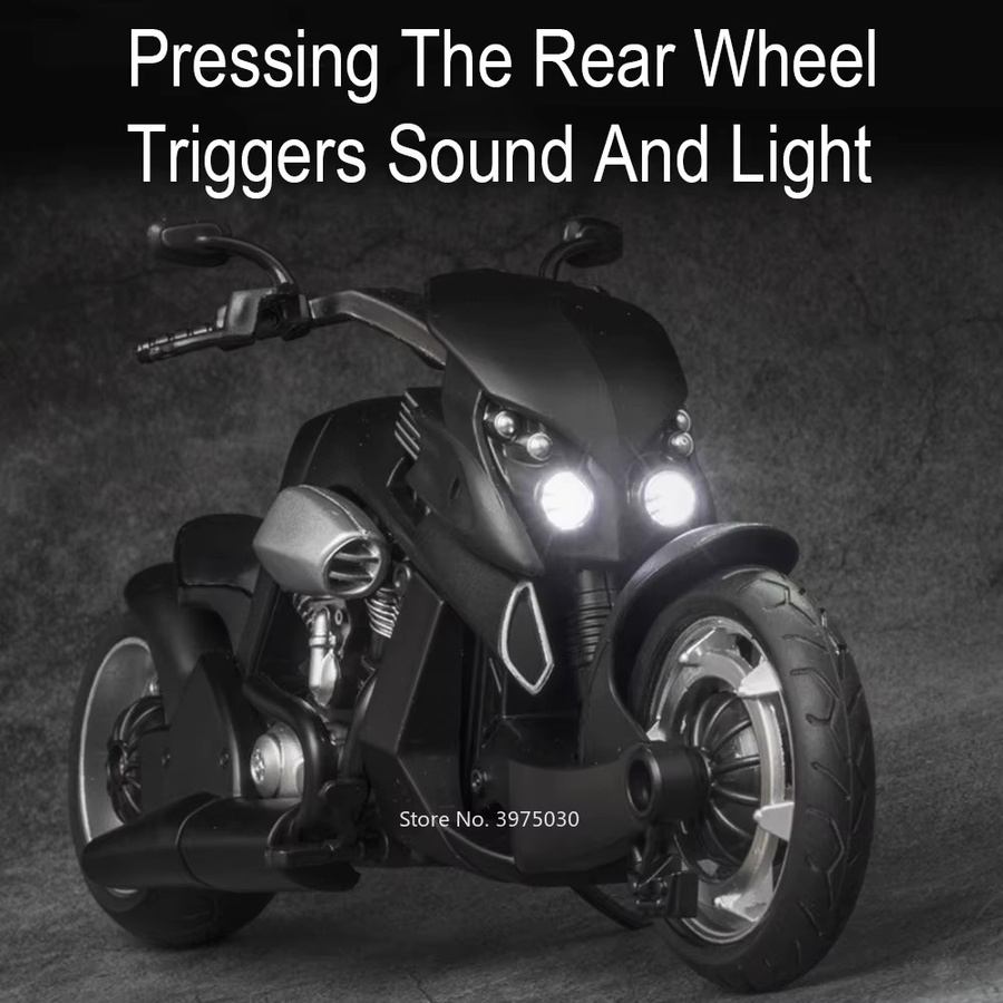 MAKEDA Travertson V-REX Motorrad, Modell, 1:12, mit Musik und Gummireifen - Bild 4
