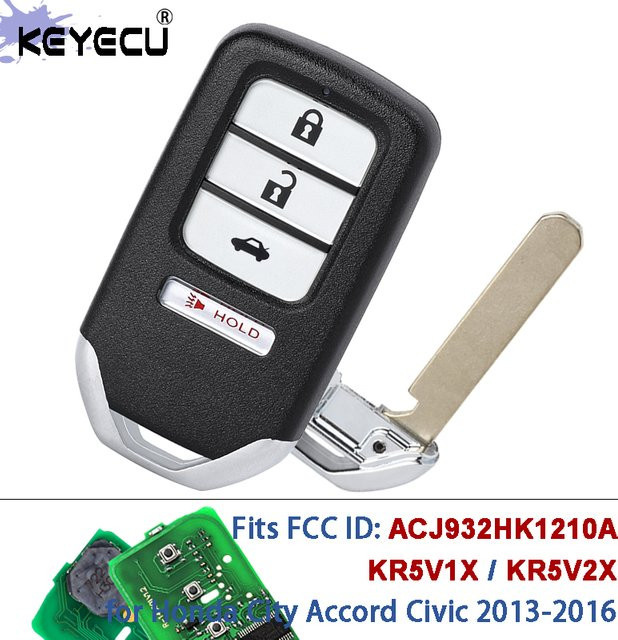KEYECU Smart Remote Key Fob mit ID47 Chip für Honda City Accord Civic 2013-2016, 313,8 MHz / 434 MHz, Schwarz - Bild 1