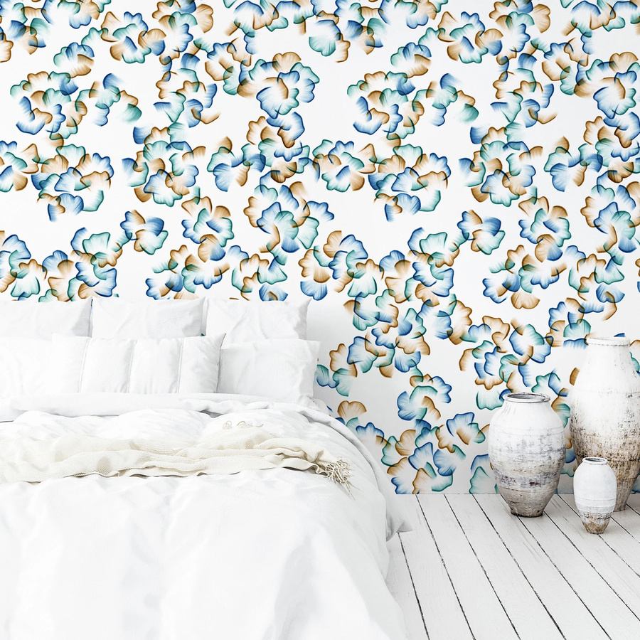 Isidore Leroy Wandtattoo Mural Printemps in Weiß und Multicolour als abstrakte Textil-Wandgestaltung - Bild 1