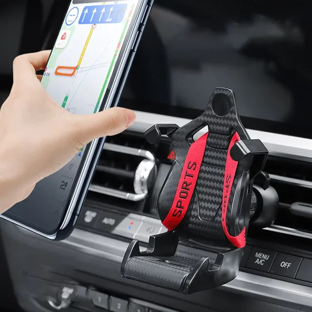 Auto-Handyhalterung im Rennsitz-Design mit Saugnapf für Smartphones wie iPhone, Samsung und Mi in Rot und Schwarz - Bild 1